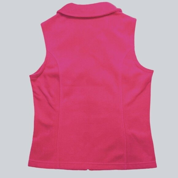 COLUMBIA Pink Fleece Vest Women's Small Full Zip w/Zip Pockets Autumn Outdoors - Picture 2 of 14
